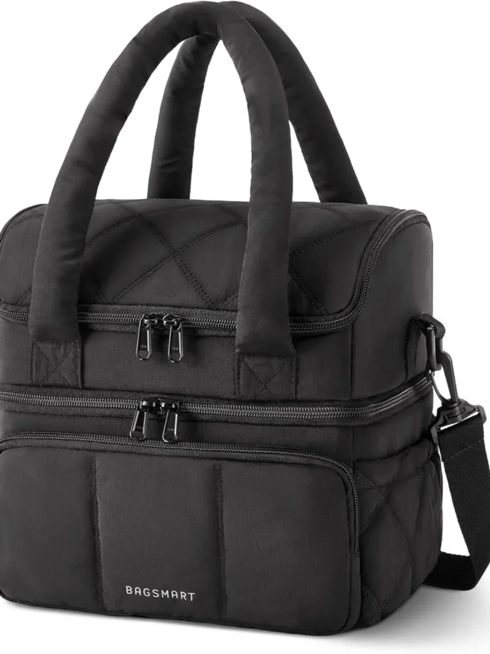 Lunch Bag Women, Double Deck Insulated Lunch Box, Quilted Puffer Lunch Tote, Lea
